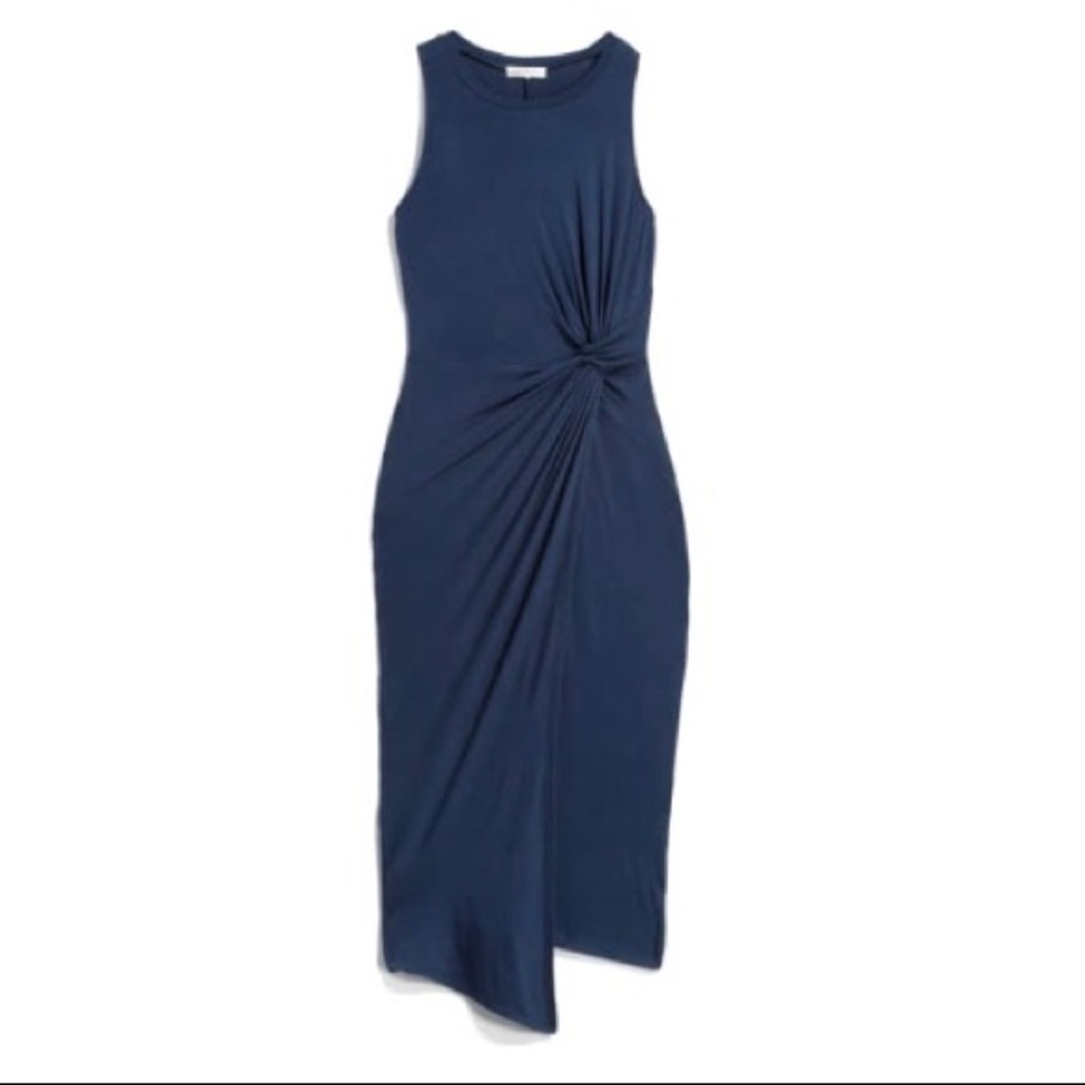 Faux Wrap Knit Midi Dress